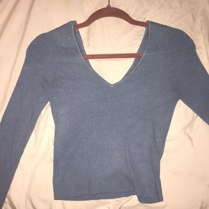 kendall&kylie blue/grey off the shoulder sweater